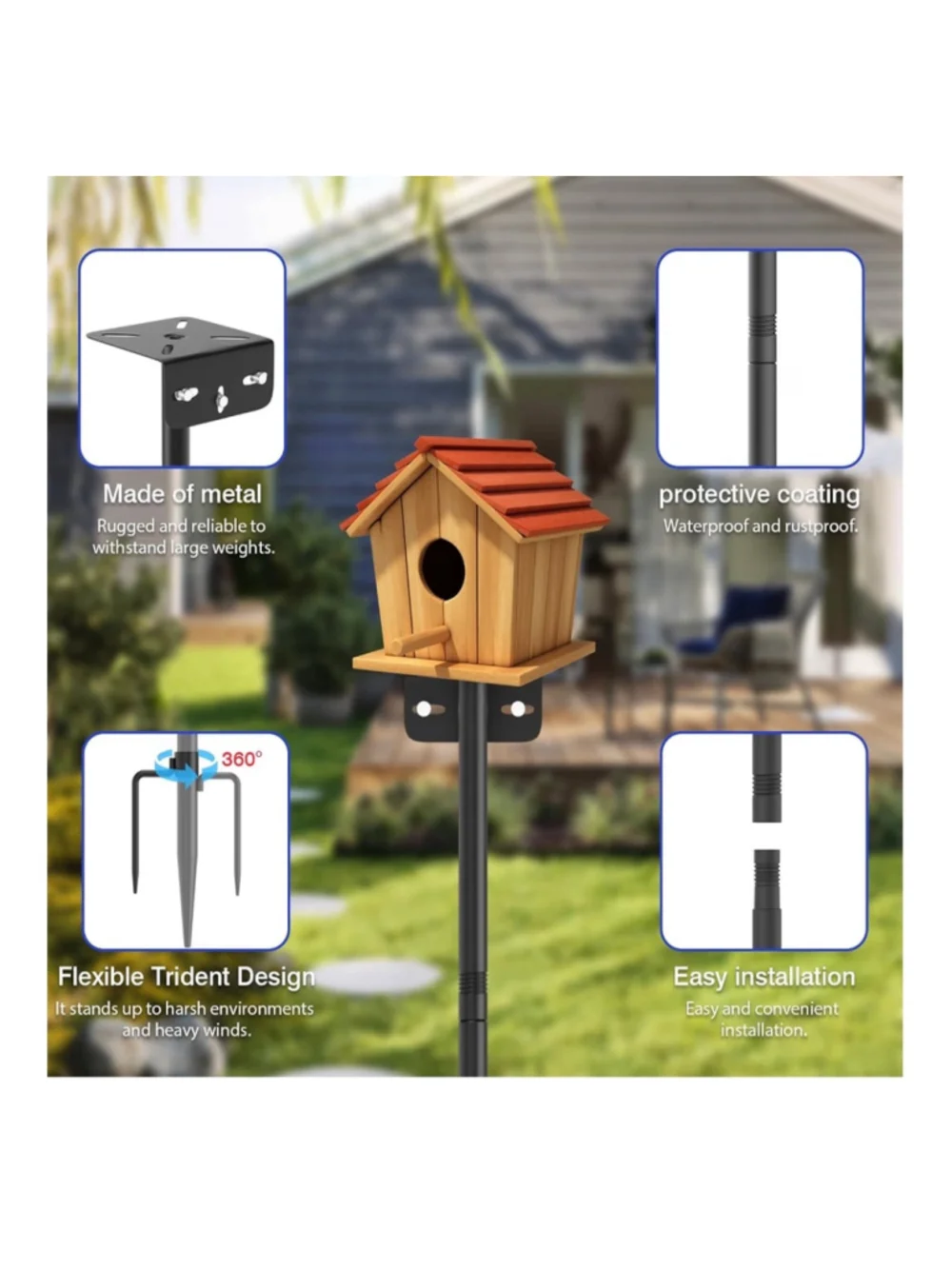 NEW 80” Adjustable Exterior Bird Feeder Pole House Pole Heavy-Duty Rustproof
